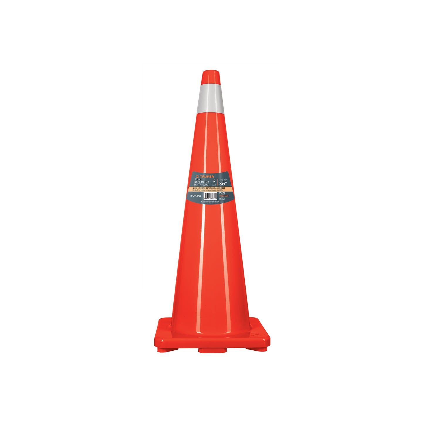 Cono de precaución de 90 cm de PVC con reflejante, Truper