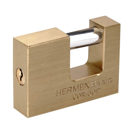Candado antipalanca 60 mm cuerpo de latón, HERMEX BASIC