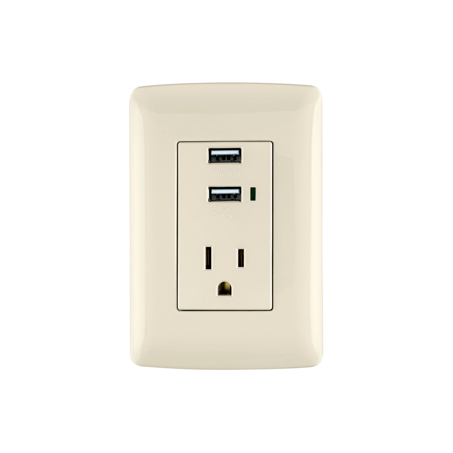 Contacto aterrizado + 2 puertos USB, marfil, línea Italiana