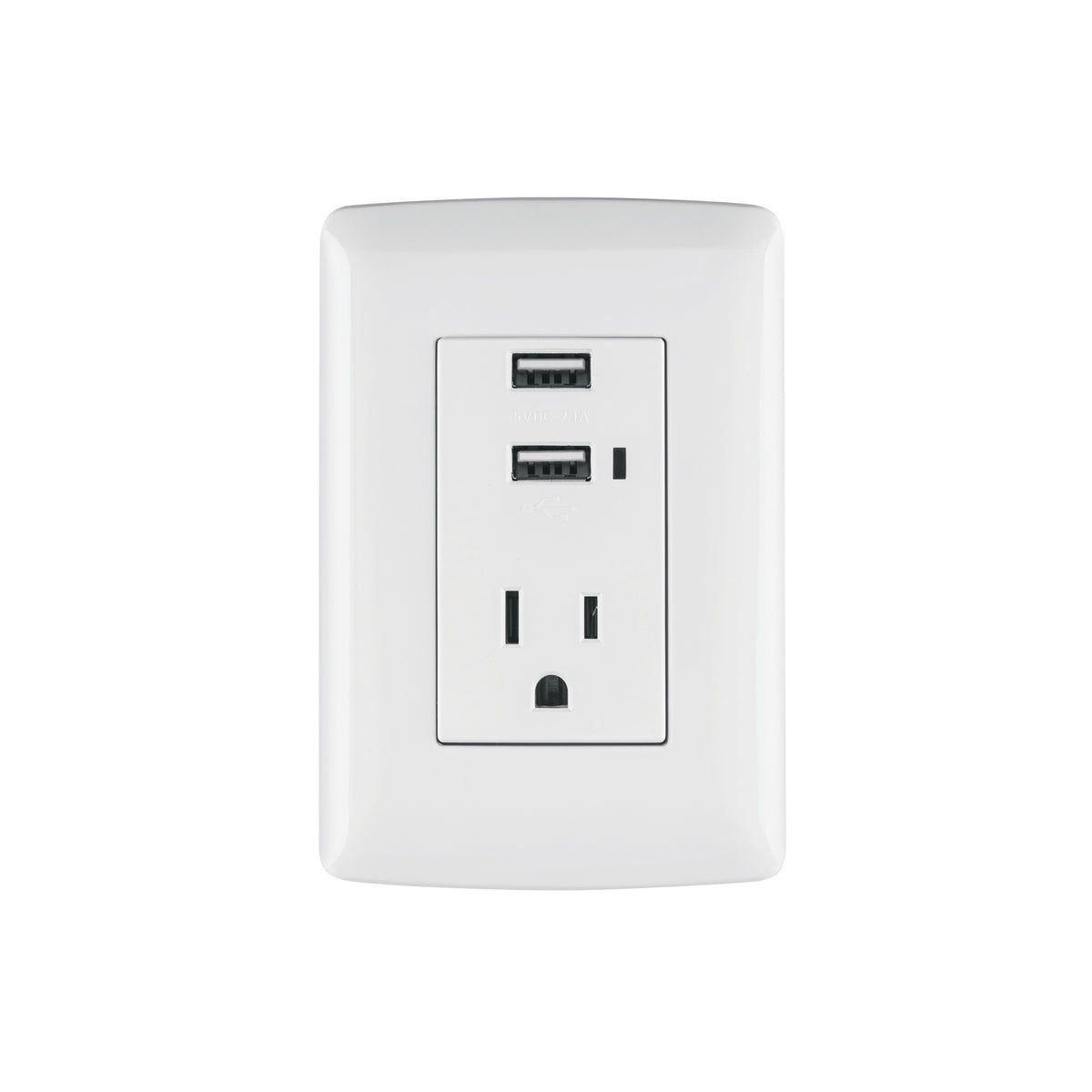 Contacto aterrizado + 2 puertos USB, blanco, línea Italiana