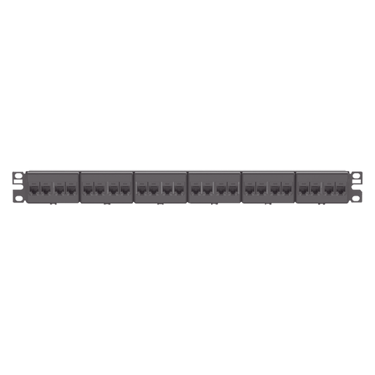 Panel de Parcheo con 24 Acopladores Mini-Com, Plano, Categor�a 6, de 1 UR, Color Negro