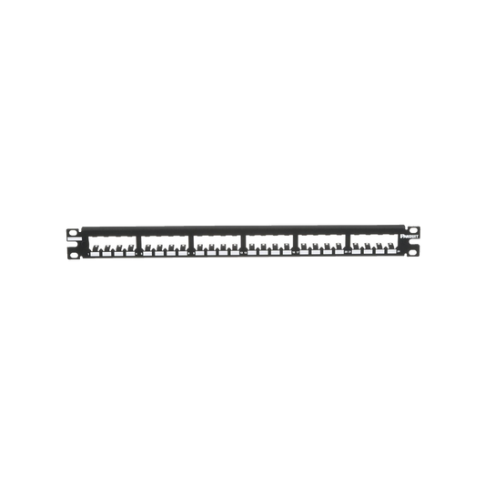 Panel de Parcheo Modular Mini-Com (Sin Conectores), Plano, Totalmente Blindado, de 24 Puertos, 1UR
