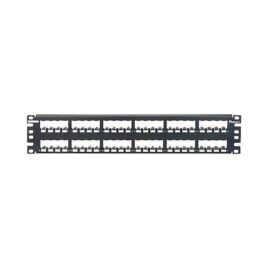 Panel de Parcheo Modular Mini-Com (Sin Conectores), Plano, Totalmente Blindado, de 48 Puertos, 2UR