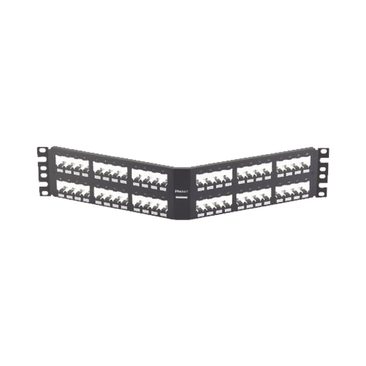 Panel de Parcheo Modular Mini-Com (Sin Conectores), Angulado, Totalmente Blindado, de 48 Puertos, 2UR