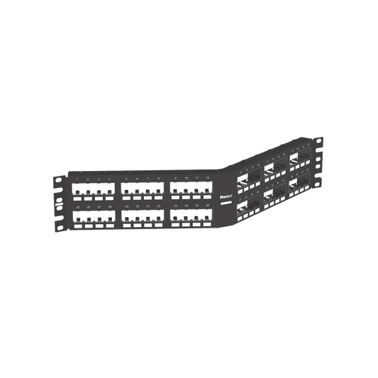 Panel de Parcheo Modular Mini-Com (Sin Conectores), Angulado Instalaci�n la Ras, Sin Blindaje, de 48 Puertos, 2UR