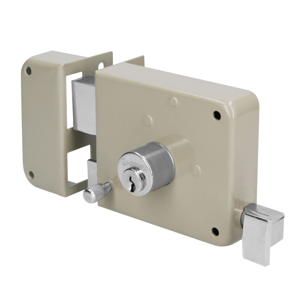 Cerradura sobreponer izq instala-fácil, caja, HERMEX BASIC