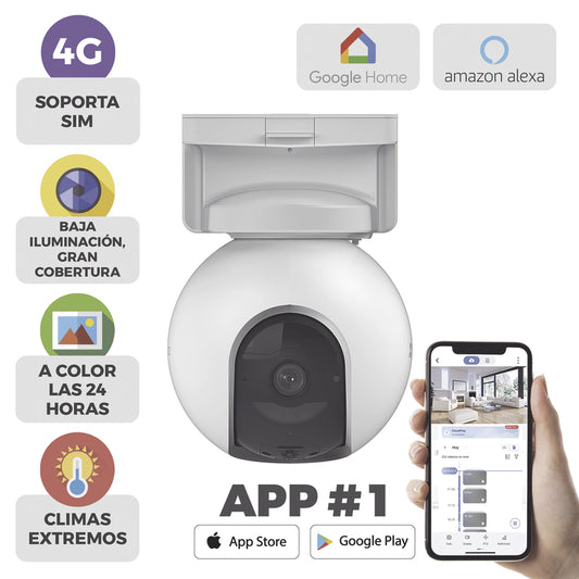 Camara de Batería Recargable  / 4G Multicarrier /  3 Megapixel / Compatible con Panel Solar CS-CMT-SOLARPANEL-E conector Tipo C / Seguimiento Inteligente / Visión Nocturna a Color / Detección humana  / Exterior Con Potección