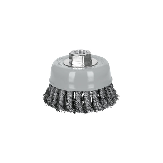 Carda copa 4' alambre trenzado fino, Multi-rosca, Truper