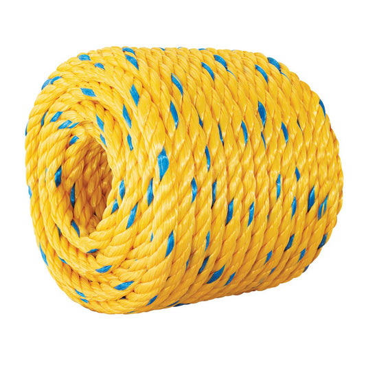 Metro de cuerda amarilla de polipropileno 10 mm, rollo 22m