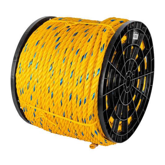 Kilo de cuerda amarilla de polipropileno 19mm, carrete 30kg