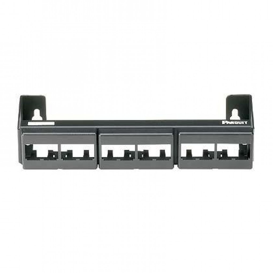 Panel de Parcheo Modular (Sin Conectores), de 12 Puertos Mini-Com, Instalaci�n en Pared con Montaje Incluido, Color Negro