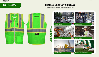 Chaleco Jyrsa SR-1310 Tela Jersey de Alta Visibilidad para Usar con Arnés (pza)