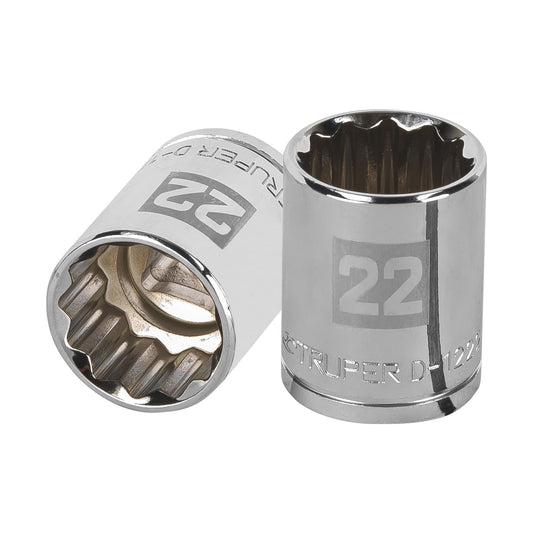 Dado de 22 mm, 12 puntas, cuadro 1/2', Truper