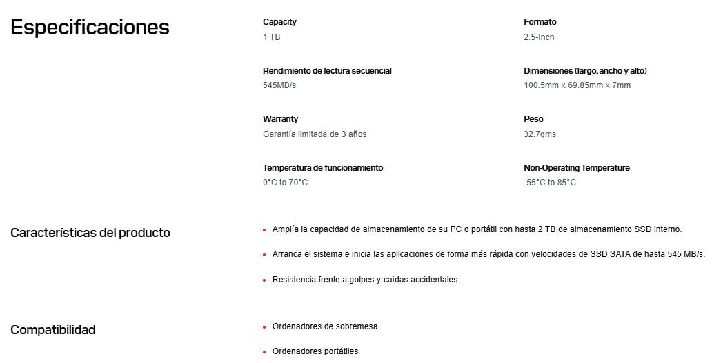 SSD SANDISK WDS100T5G0A - Vista 3