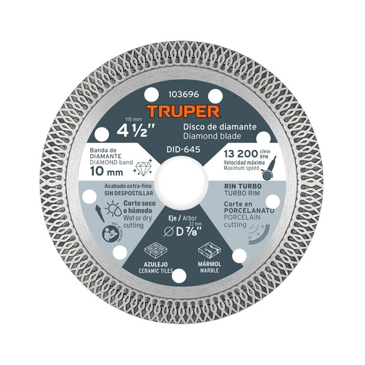 Disco de diamante 4 1/2' corte porcelanato, Truper