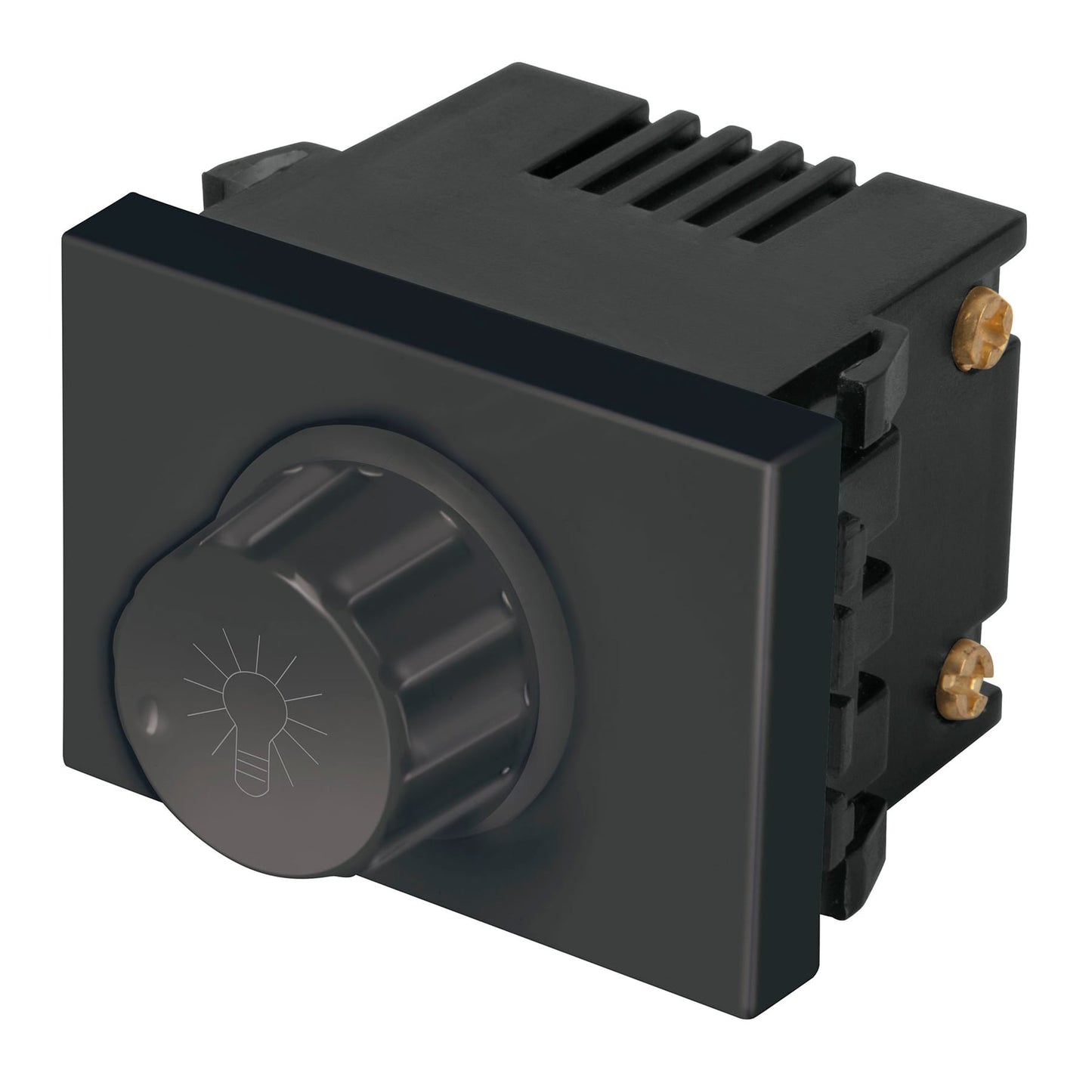 Dimmer giratorio, 1.5 módulos, línea Española, color negro
