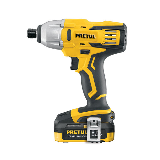 Destornillador de impacto 1/4', 20V, 1 batería 2Ah, PRETUL