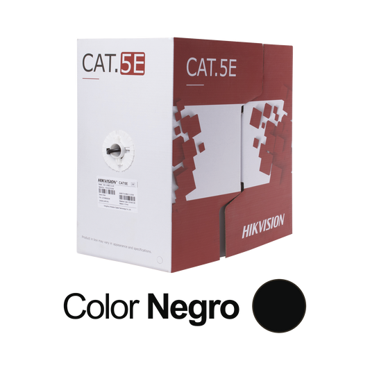 Bobina de Cable UTP 305 Metros (1000 Pies) / Cat 5E (24 AWG) / Color Negro / PE / Uso en Exterior / 100% Cobre / Aplicaciones de CCTV, Redes de Datos y Enlaces Inal�mbricos