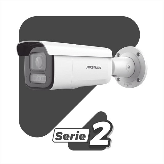 [Dual Light + 2 Micrófonos Integrados] Bala IP 2 Megapixel / Lente Mot. 2.8 a 12 mm / 60 mts Luz Blanca + 60 mts IR / ACUSENSE / Exterior IP67 / IK10 / WDR 120 dB / PoE+  / Alarmas I/O / Micro SD / Metal / IK10 / ACUSEEK