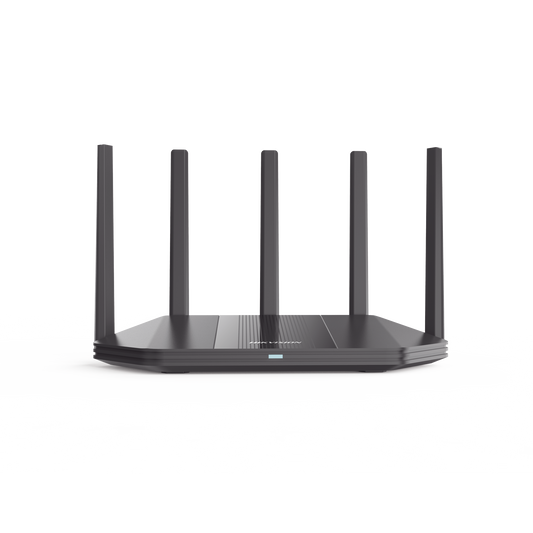 Router Inalámbrico / Wifi 6 / Hasta 1800 Mbps / MESH / Doble Banda AC (2.4 GHz y 5 GHz) / 4 Puertos 1000 Mbps /  5 Antenas Omnidireccional / Interior / Beamforming Optimizado /  Administración Gratuita desde la Nube