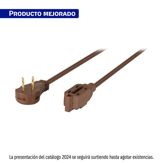 Extensión eléctrica doméstica 3 m clavija plana, café