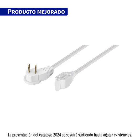 Extensión eléctrica doméstica 4 m clavija plana, blanca