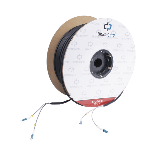 Carrete de Fibra �ptica Monomodo con Conectores LC-LC Duplex, Reforzada con Kevlar, de 200 Metros (656.17 Pies), Para Instalaciones Subterr�neas por Tuber�a