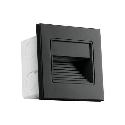 Luminario LED empotrable de cortesía 1 W, luz cálida, negro