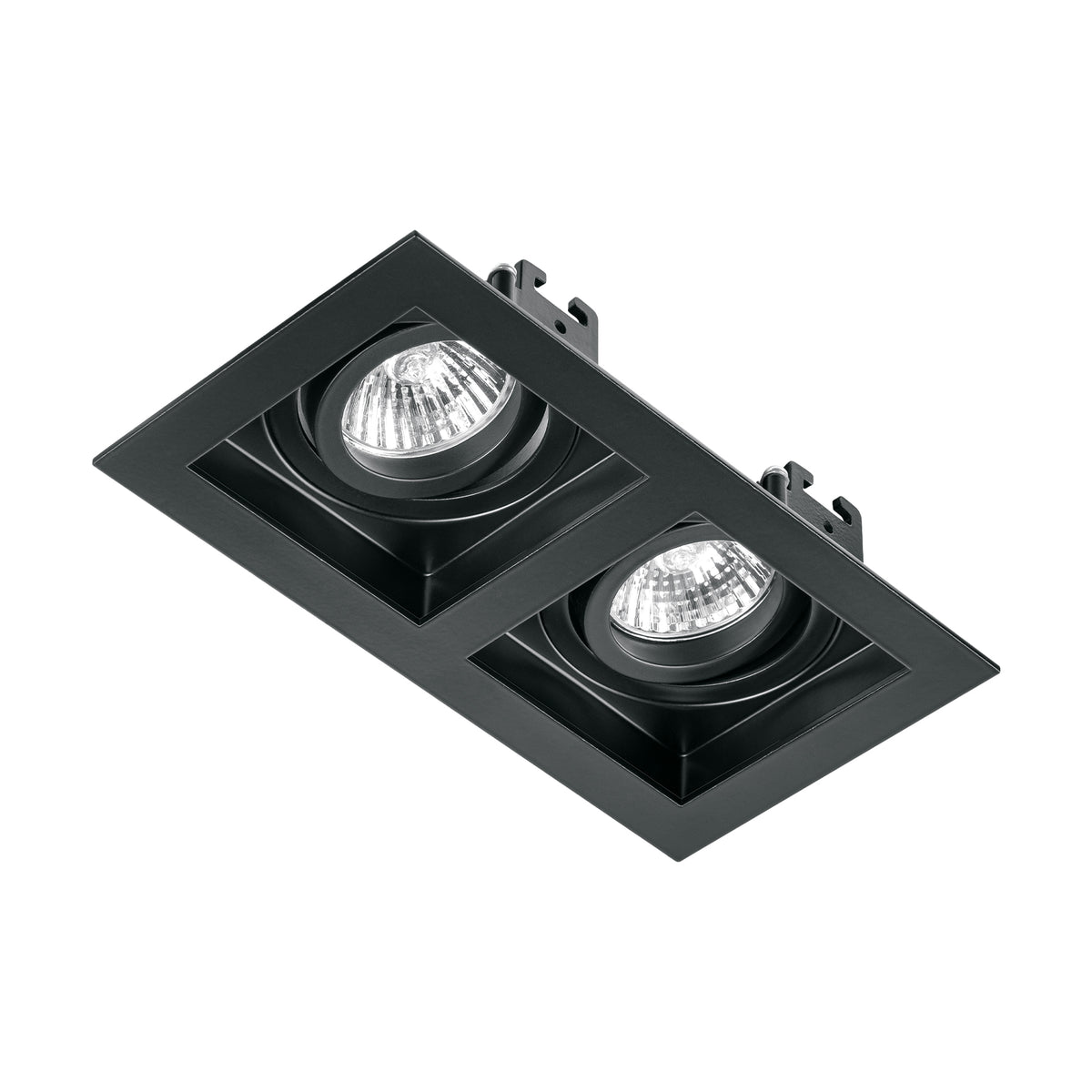 Luminario empotrable con 2 spots dirigibles, negro, VOLTECK