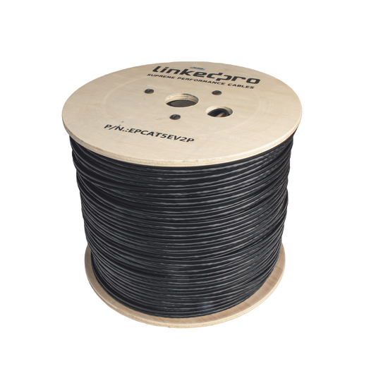 Bobina de Cable Siam�s Cat5e CCA + 2 Cables Gruesos (16 AWG) para Alimentar C�maras M�s Lejos / 305 Metros (1000 Pies) / Instalaci�n en Exterior / Uso Industrial para Climas Extremos