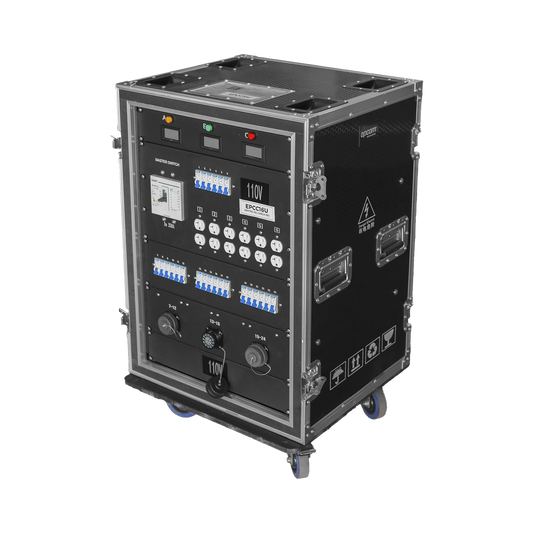 Centro de carga movil para instalaciones temporales con conexión TIPO socapex a 110v Y 220V | RACK 16U