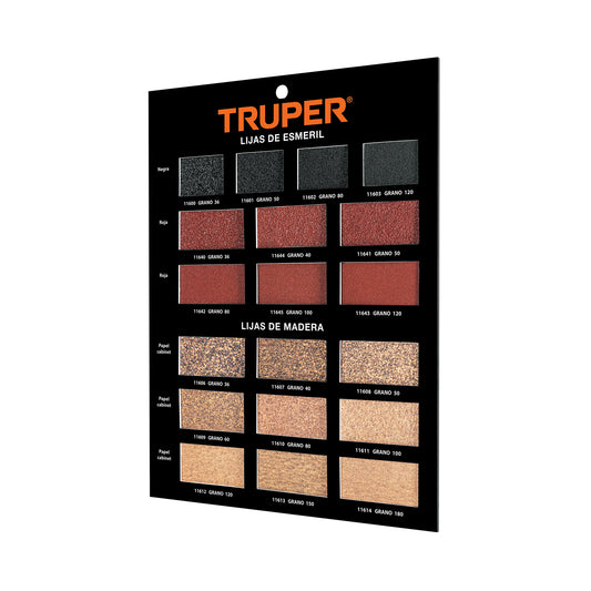 Exhibidor Truper de lijas de madera