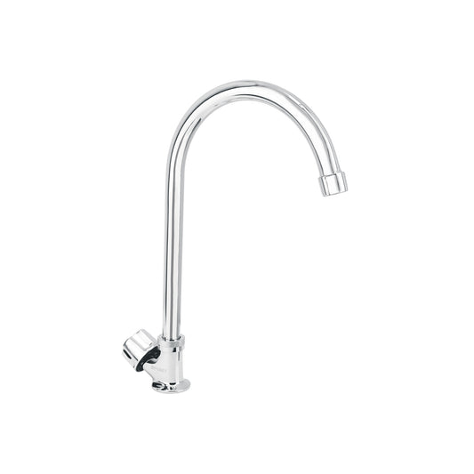 Llave individual fregadero, cuello curvo, hexagonal, BASIC