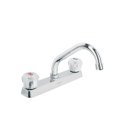 Mezcladora 8' fregadero cromo, cuello corto, acrílico, BASIC