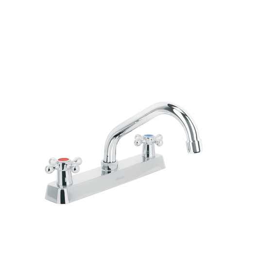 Mezcladora 8' fregadero cromo, cuello corto, cruceta, BASIC