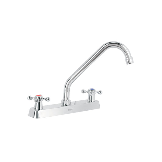 Mezcladora 8' fregadero cromo, cuello largo, cruceta, BASIC