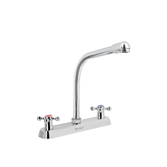 Mezcladora 8' fregadero cromo, cuello cobra, cruceta, BASIC