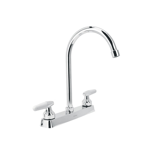 Mezcladora 8' fregadero cromo, cuello curvo, cono, BASIC