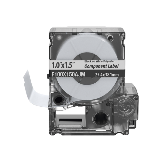 Casete de 150 Etiquetas Bandera, Poli�ster de 25.4 mm x 38.1 mm (1 x 1.5 pulgadas), para Cables de 3.1 mm - 5.1 mm (0.12 - 0.2 pulgadas) de Di�metro, �rea de Impresi�n Color Blanco