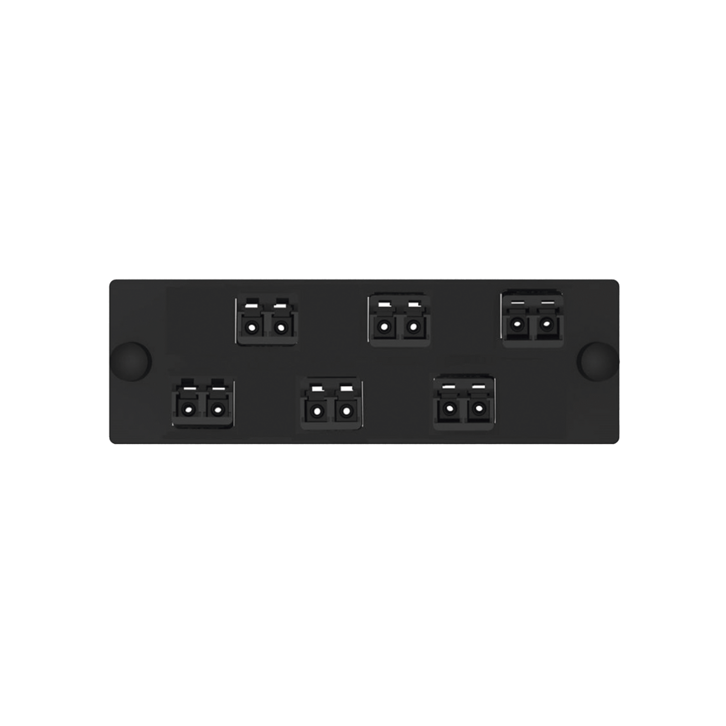 Placa Acopladora de Fibra Optica FAP, Con 6 Conectores LC Duplex (12 Fibras), Para Fibra Multimodo OM3/OM4, Color Negro