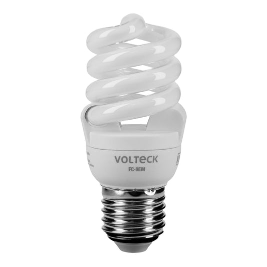 Lámpara espiral mini T2 9 W luz cálida en blíster, Volteck