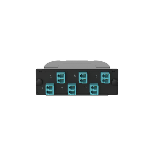 Casete OptiCom de Fibra �ptica Multimodo OM4, Con Conector MPO a 6 LC Duplex, Polaridad M�todo A, P�rdida de Inserci�n Est�ndar