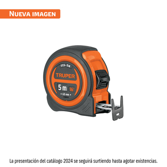 Flexómetro compacto contra impactos 5 m cinta 19 mm, TRUPER