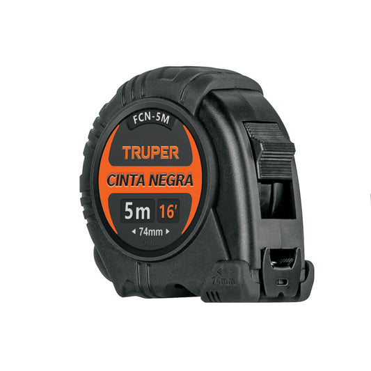 Flexómetro contra impactos 5 m, Cinta Negra 19 mm, Truper