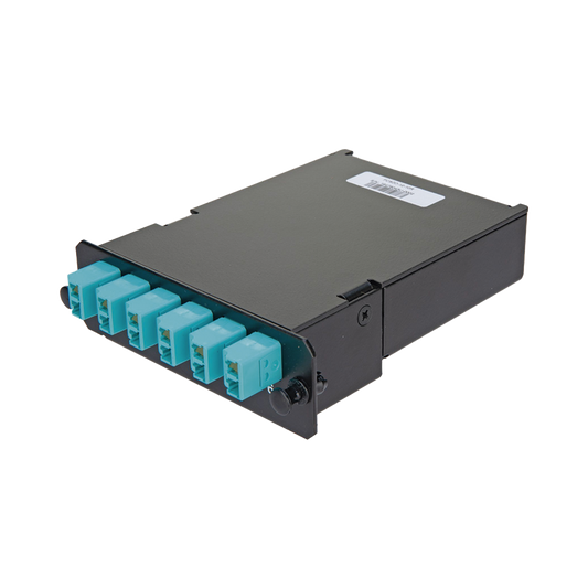 Placa Acopladora de Fibra �ptica FAP, Con 12 Pigtails y 6 Conectores LC Duplex (12 Fibras), Para Fibra Multimodo OM3/OM4, Color Aqua