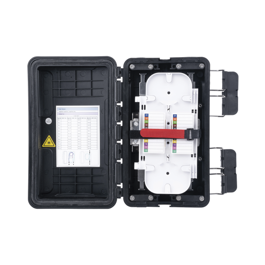 Caja de Distribuci�n de Fibra �ptica, Hasta 96 Empalmes, Exterior IP65, Color Negro