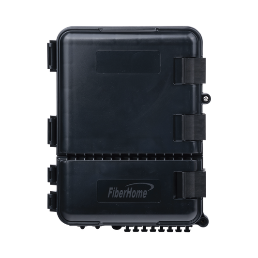 Caja de Distribuci�n de Fibra �ptica para 24 Empalmes, con 8 Acopladores SC/APC Simplex, Exterior IP55, Color Negro