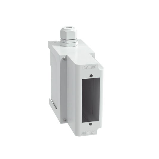 Panel de Parcheo Modular para Fibra �ptica, de Instalaci�n en Riel DIN Est�ndar de 35 mm (1.38 pulgadas), Acepta Una Placa Acopladora FAP, De Profundidad Extendida, Color Gris