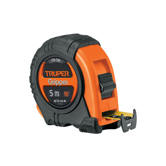 Flexómetro Gripper contra impactos 5 m cinta 19 mm, Truper