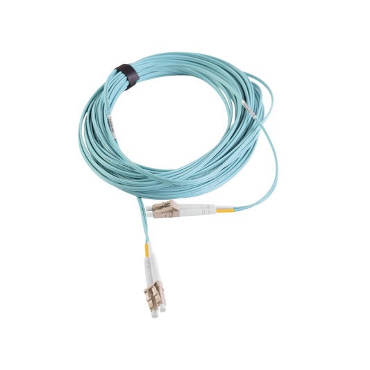 Jumper de Fibra �ptica Multimodo 50/125 XGLO OM3, LC-LC Duplex, OFNR, Color Aqua, 10 Metros (32.81 Pies)